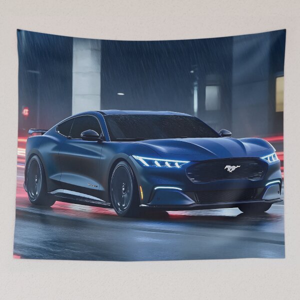 Item preview, Blue Ford Mustang Dark Horse Poster – Power Meets Perfection III designed and sold by AutoPopStudio.