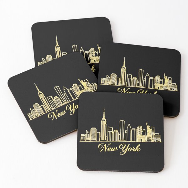 Item preview, Minimalist New York City Skyline Gold Outline designed and sold by svarupa.