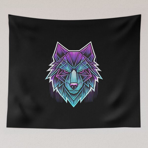 Item preview, Neon Cyber Wolf - Futuristic Geometric Design 1 sticker gift  designed and sold by jaharek.