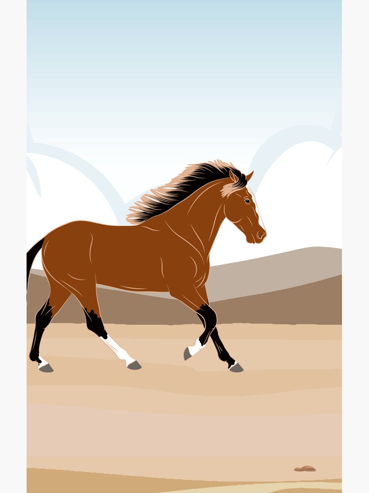Aperçu 4 sur 4. Coque Samsung Galaxy avec l'œuvre Cheval Barbe, cheval bai sur un fond de paysage, cheval de selle, races de chevaux du Maroc créée et vendue par WebEquitation.