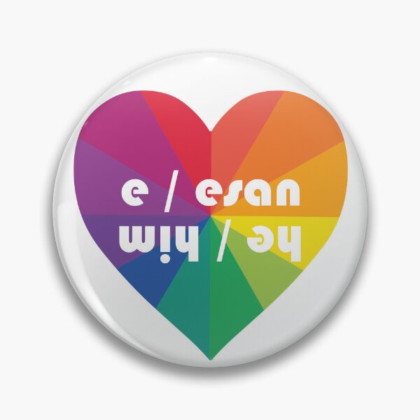 Item preview, he / him  | e / esan  in rainbow heart  (Scottish Gaelic (Gàidhlig)) designed and sold by Mamaidh Made.