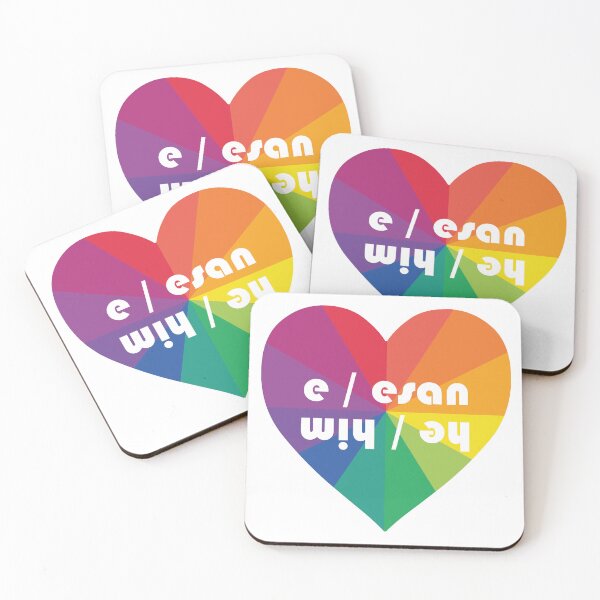 Item preview, he / him  | e / esan  in rainbow heart  (Scottish Gaelic (Gàidhlig)) designed and sold by Mamaidh Made.