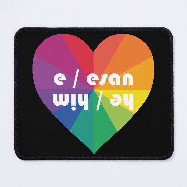 Item preview, he / him | e / esan in rainbow heart (Scottish Gaelic (Gàidhlig)) designed and sold by Mamaidh Made.