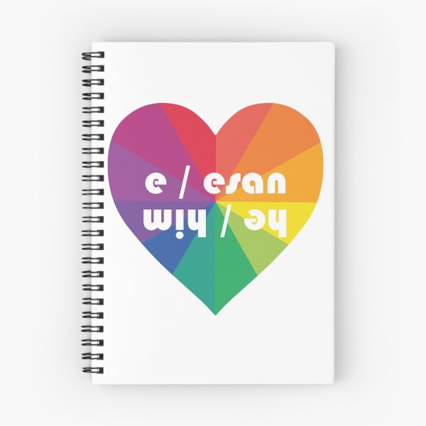 Item preview, he / him  | e / esan  in rainbow heart  (Scottish Gaelic (Gàidhlig)) designed and sold by Mamaidh Made.