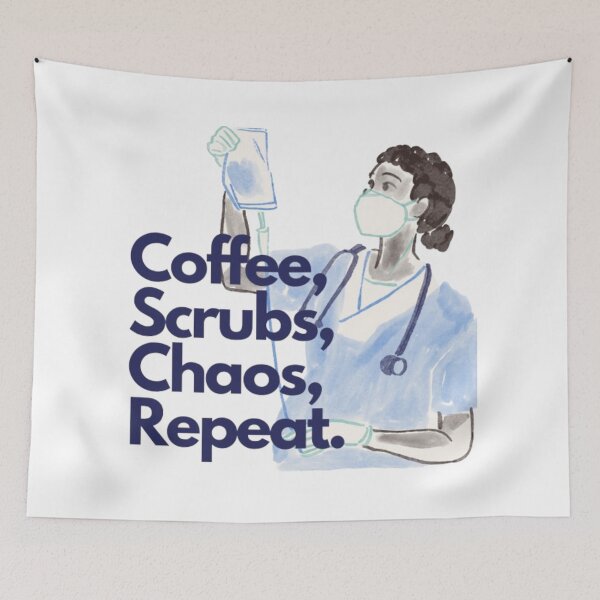 Item preview, Coffee, Scrubs, Chaos, Repeat – Funny Nurse Life Design designed and sold by StylesVero.