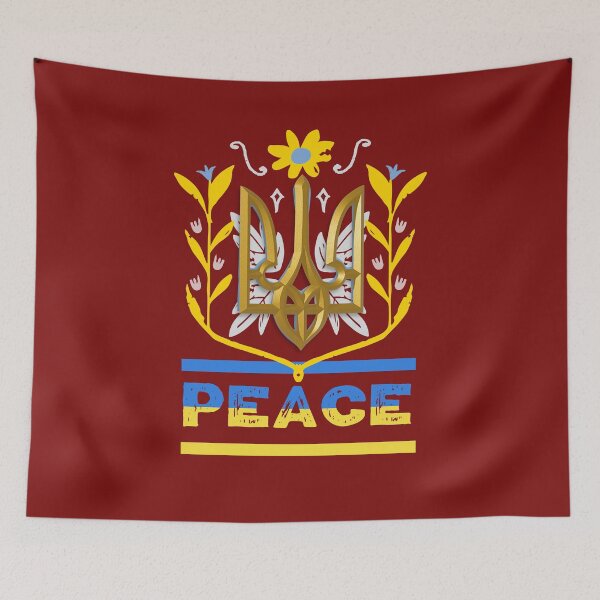 Item preview, Ukraine Shirt Peace Symbol Trident Floral Design. designed and sold by TrebdoraCrafts.