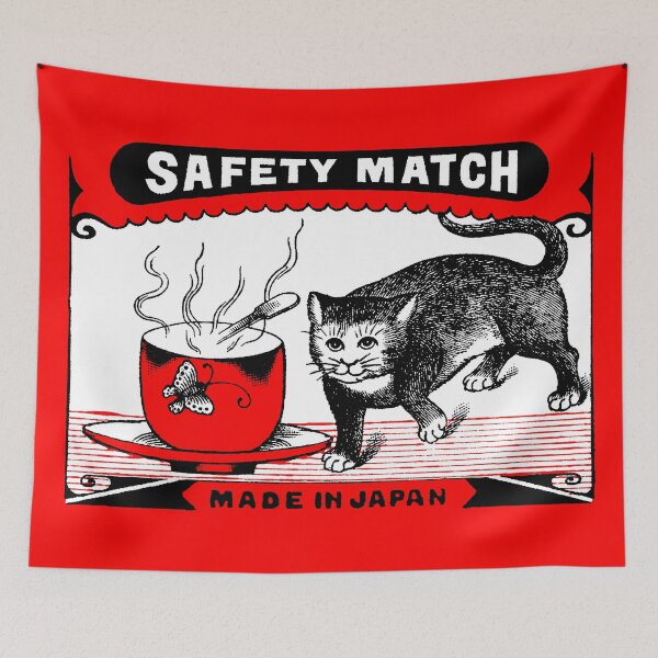 Item preview, Japanese Safety Matches Matchbox Art Hungry Cat and A Bowl of Soup designed and sold by Pixelchicken.