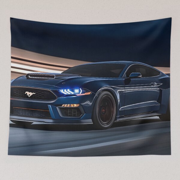 Item preview, Blue Ford Mustang Dark Horse Poster – Power Meets Perfection IV designed and sold by AutoPopStudio.