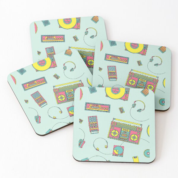 Item preview, Retro Music Player Pattern | Vintage Cassette, Boombox & Vinyl Illustration designed and sold by danfreeze.