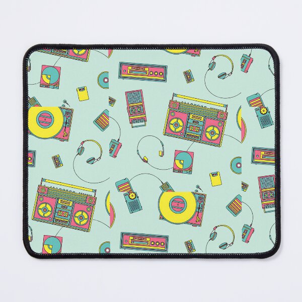 Item preview, Retro Music Player Pattern | Vintage Cassette, Boombox & Vinyl Illustration designed and sold by danfreeze.