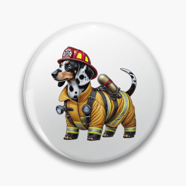 Item preview, Piebald Dachshund Firefighter Dog designed and sold by BrinaandPops.