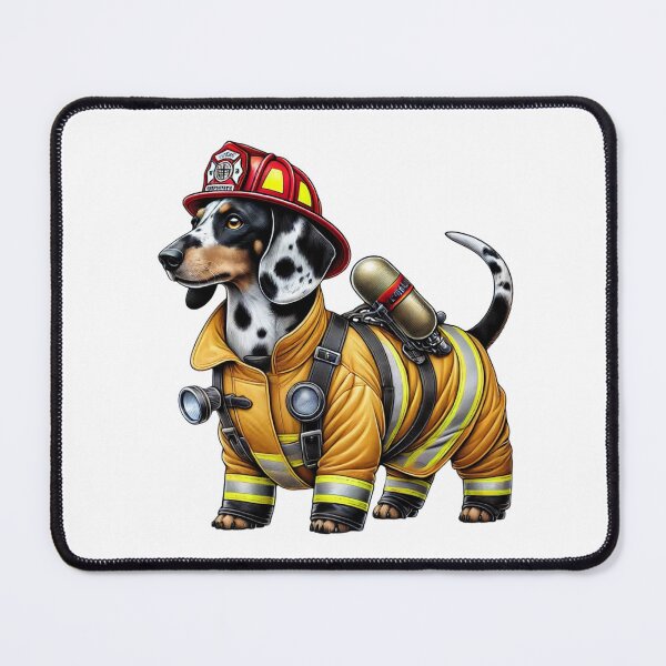 Item preview, Piebald Dachshund Firefighter Dog designed and sold by BrinaandPops.