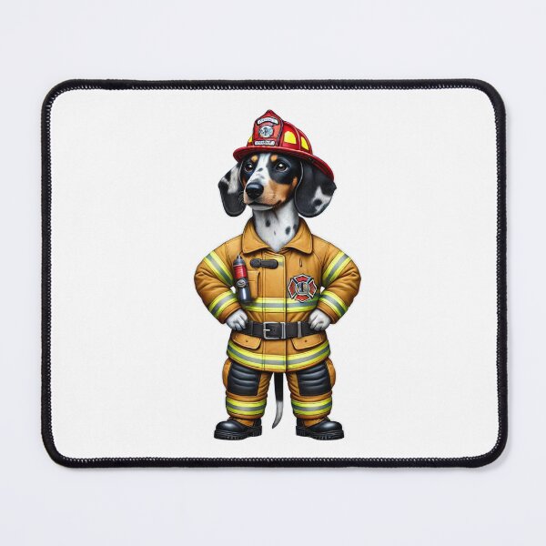 Item preview, Piebald Dachshund Firefighter Dog designed and sold by BrinaandPops.