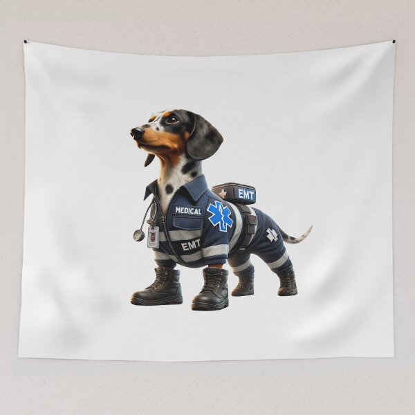 Item preview, Piebald Dachshund Paramedic Dog designed and sold by BrinaandPops.