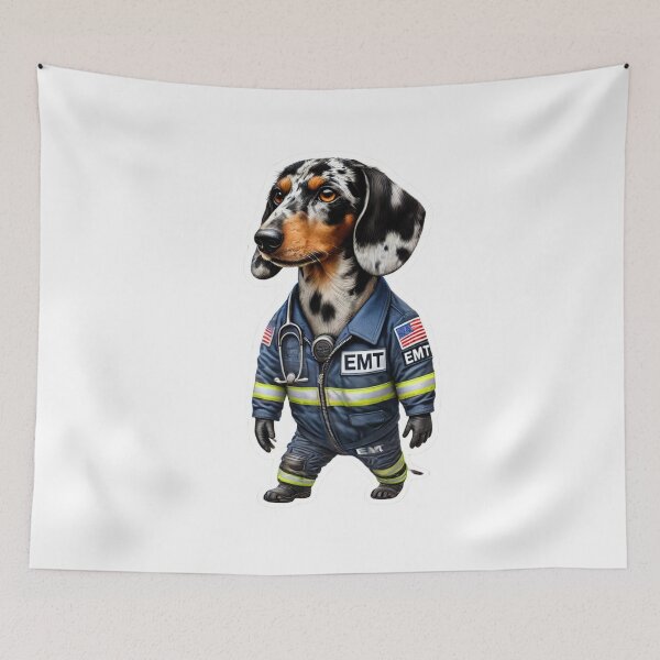 Item preview, Piebald Dachshund Paramedic Dog designed and sold by BrinaandPops.
