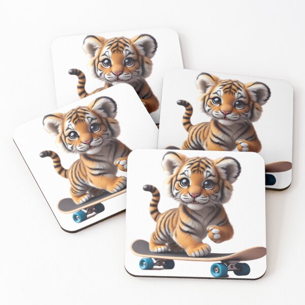 Item preview, A playful tiger cub riding a skateboard. designed and sold by T-SHIR-Universe.