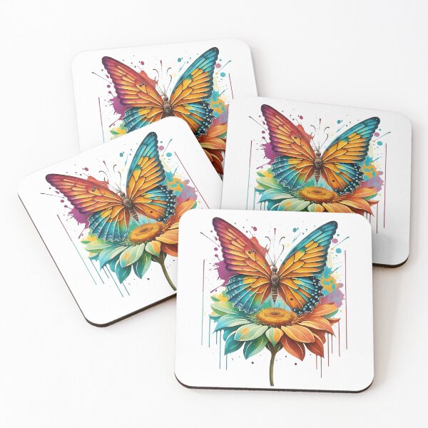 Item preview, Colorful butterfly on a gerbera flower watercolor designed and sold by Ann Miu Deluxe.