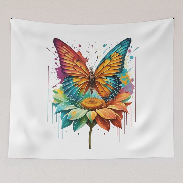 Item preview, Colorful butterfly on a gerbera flower watercolor designed and sold by Ann Miu Deluxe.