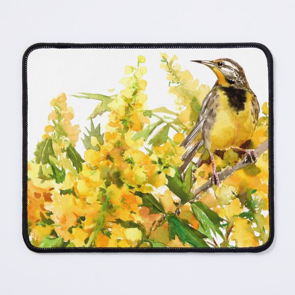 Item preview, Eastern meadowlark and Oregon grape flowers designed and sold by surenart.
