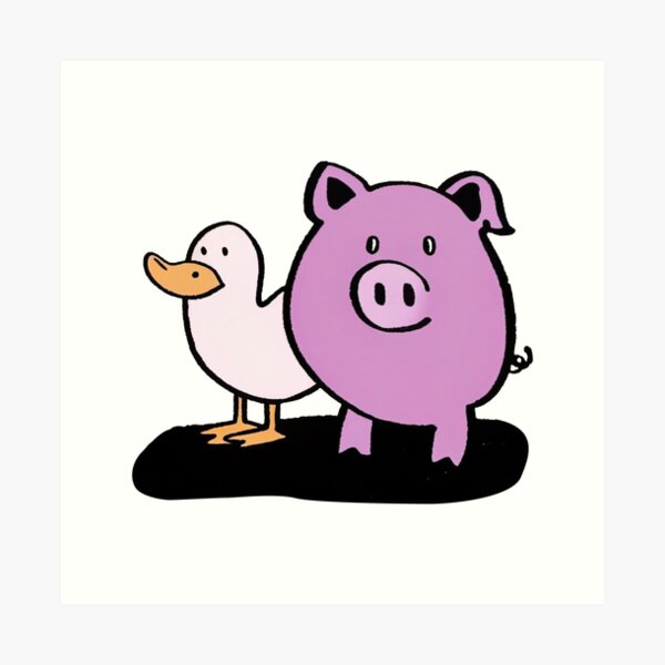 Item preview, White duck and pig designed and sold by ArtZombieStore.