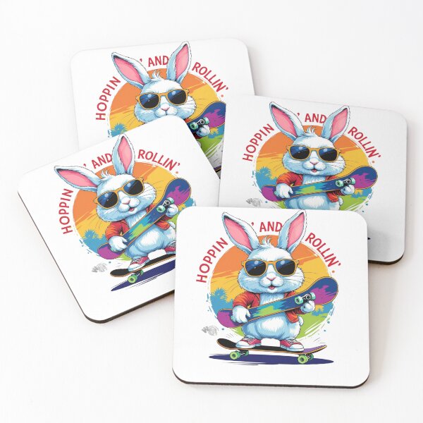 Item preview, Cool Bunny Skateboard Sticker – 'Hoppin’ & Rollin’' Bold Cartoon Art for Skater Lovers, Playful Animal Humor Gift designed and sold by WeirdlyWorn.