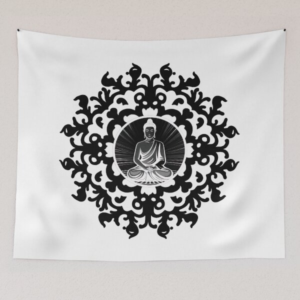 Item preview, Black mandala buddha designed and sold by Buda--Vibes.