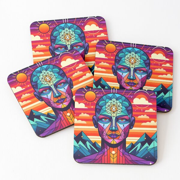 Item preview, Sacred Geometry Face – Mystical Cosmic Being in a Psychedelic Universe designed and sold by InevitableAum.