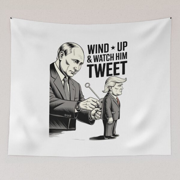 Item preview, "Wind Up & Watch Him Tweet – Anti-Trump Putin Puppet Political Cartoon T-Shirt" designed and sold by COWELLM.