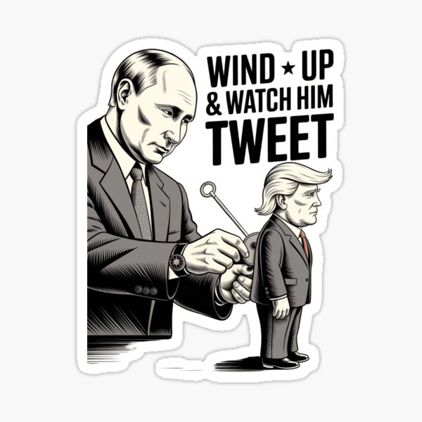Item preview, "Wind Up & Watch Him Tweet – Anti-Trump Putin Puppet Political Cartoon T-Shirt" designed and sold by COWELLM.