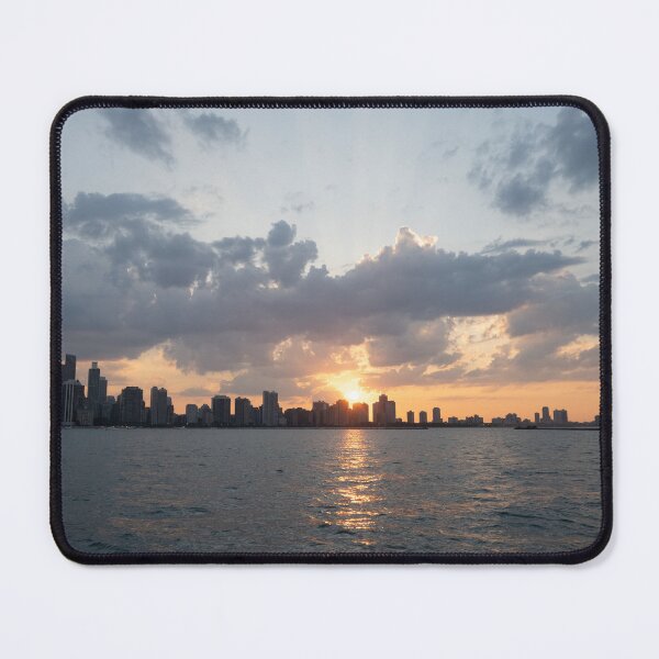 Item preview, Sunset Glow – Chicago Skyline from the Water designed and sold by BadWolfStudios.