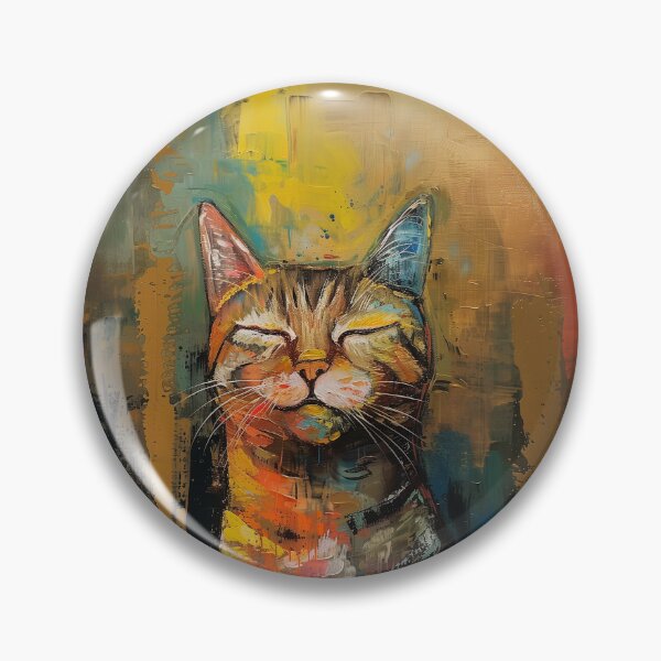Item preview, Colorful Cat Portrait - Vibrant Abstract Painting of a Happy Feline designed and sold by Outre Clementine.