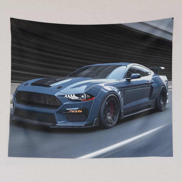 Item preview, Blue Ford Mustang Dark Horse Poster – Power Meets Perfection V designed and sold by AutoPopStudio.