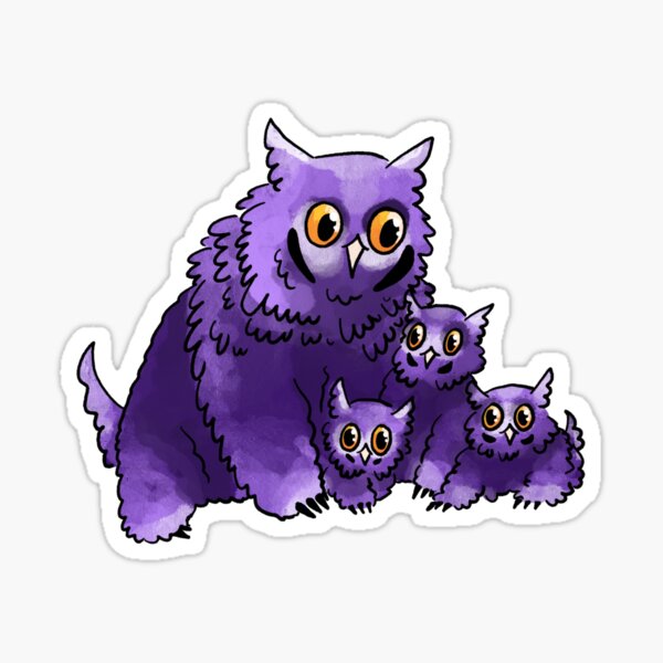 Aperçu de l'œuvre Famille d'ours-hiboux (violet) créée et vendue par TheDoodlemancer.