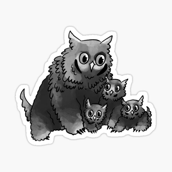 Aperçu de l'œuvre Famille des hiboux-ours (échelle de gris) créée et vendue par TheDoodlemancer.