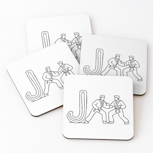 Item preview, An illustration of Jiu jitsu with letter J beside it designed and sold by rasagamastore.
