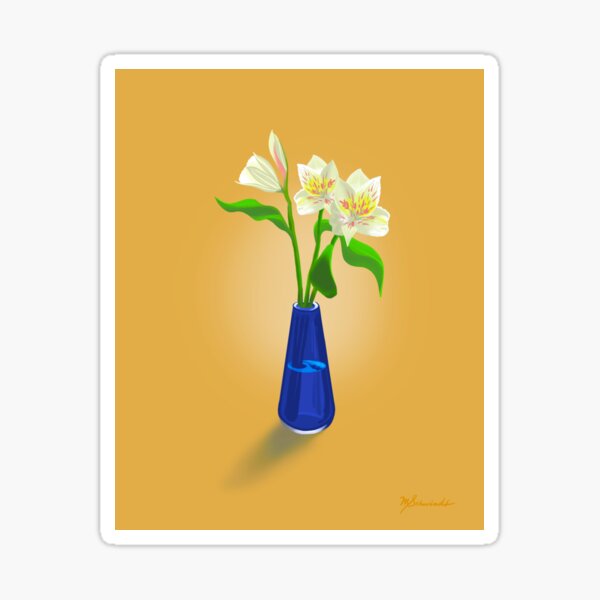 Artikel-Vorschau von Blaue Vase mit Blumen auf Gold, designt und verkauft von MarySchwindt.