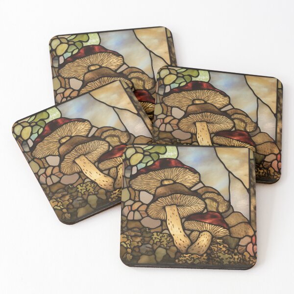 Item preview, Mushrooms in Stained Glass designed and sold by RedHandedOD.