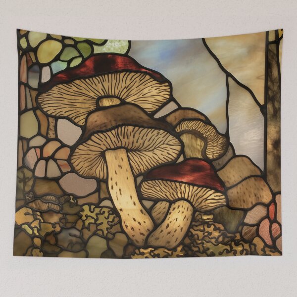 Item preview, Mushrooms in Stained Glass designed and sold by RedHandedOD.