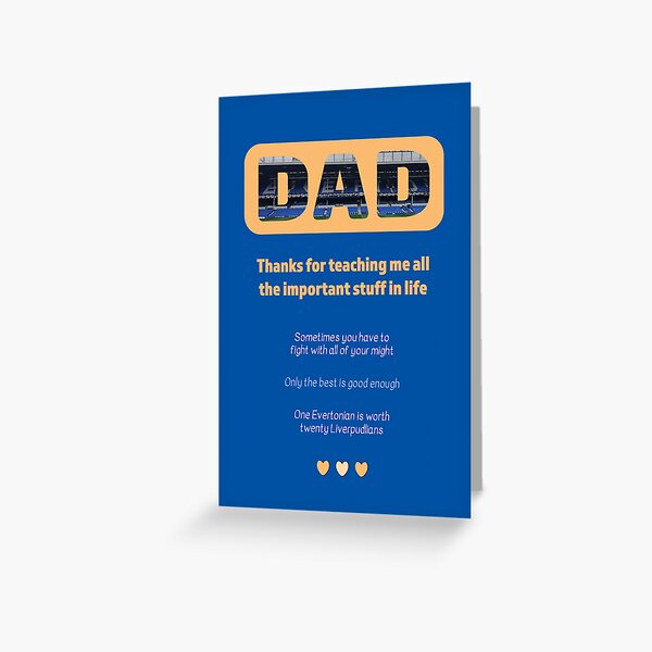 Vista previa del artículo con la obra «Tarjeta del Día del Padre del Everton Gracias por enseñarme cosas importantes», diseñado y vendido por Incognito Design.