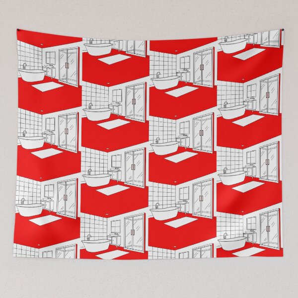 Item preview, Bathroom Red Art Illustrations Daily Life Colors Design designed and sold by ART ATTACK ZONE.