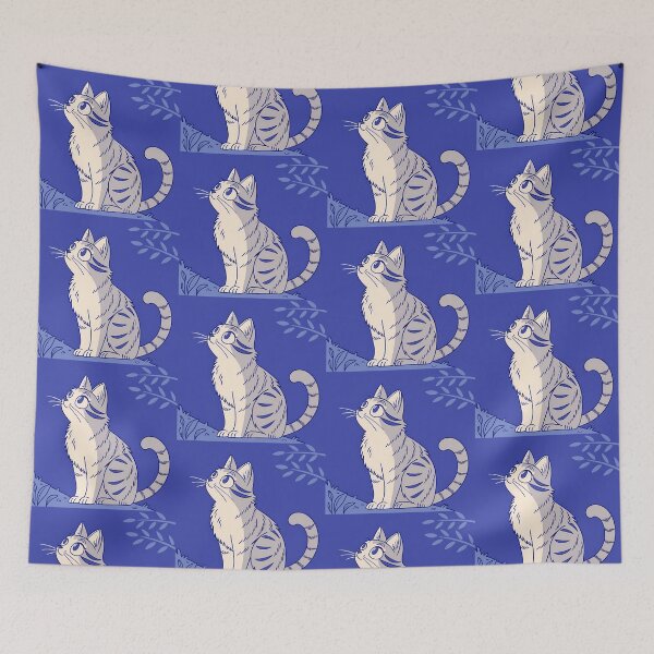 Item preview, Blue Cat Art Illustrations Daily Life Colors Design designed and sold by ART ATTACK ZONE.
