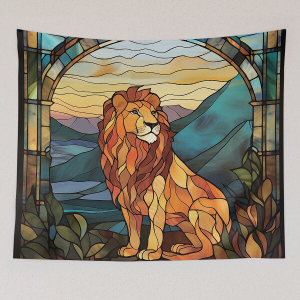Item preview, Lion in Stained Glass designed and sold by RedHandedOD.