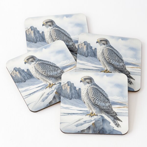 Item preview, Watercolor Gyrfalcon in Arctic Stillness designed and sold by WaterBirdArt.
