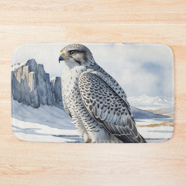 Item preview, Watercolor Gyrfalcon in Arctic Stillness designed and sold by WaterBirdArt.