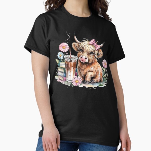 Item preview, Highland Cow with Iced Coffee and Books – Cute Cottagecore Farm Aesthetic designed and sold by love3617.