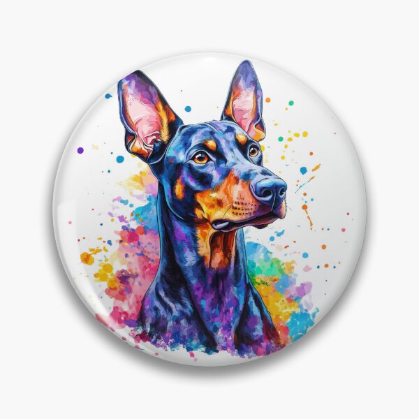 Item preview, Vibrant Doberman – Colorful Kawaii Dog Art designed and sold by InkDreamMotion.
