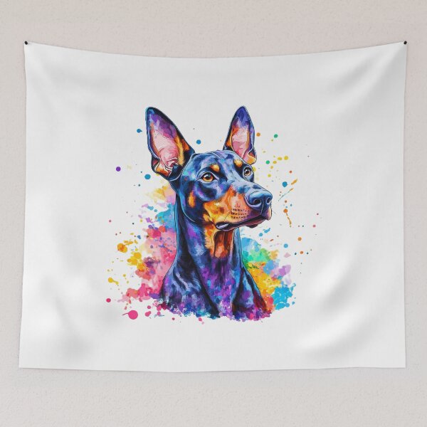 Item preview, Vibrant Doberman – Colorful Kawaii Dog Art designed and sold by InkDreamMotion.