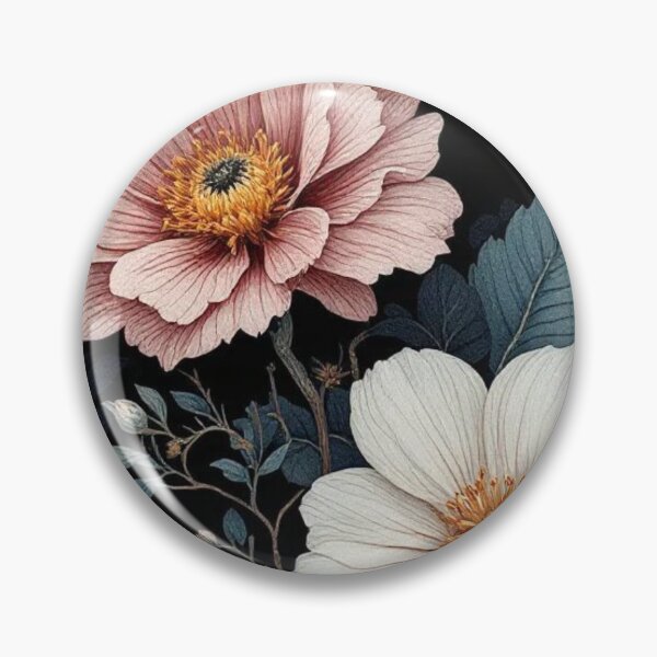 Item preview, Subdued Soft Pink Soft Blue Wild Flowers Pattern on Black Background  designed and sold by The Sticker Bureau.