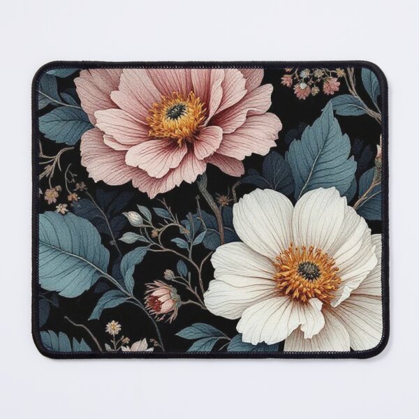 Item preview, Subdued Soft Pink Soft Blue Wild Flowers Pattern on Black Background designed and sold by The Sticker Bureau.