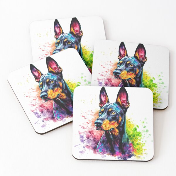 Item preview, Colorful Doberman – Abstract Watercolor Dog Art designed and sold by InkDreamMotion.